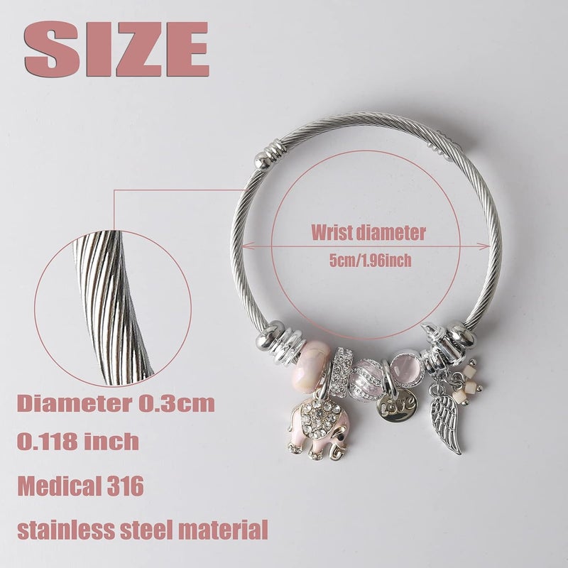 DS Charm Bracelets for girls,exquisite cute cartoon friendship bracelets Silver Stainless Steel Bangle with birthday Gift box, Adjustable girls jewelry Suitable for holiday gifts - Image 2